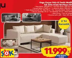 KAGU CORNER POLY-L5 FARKLI MODÜL TEK ÜRÜN KREM/GRİ/KOYU GRİ